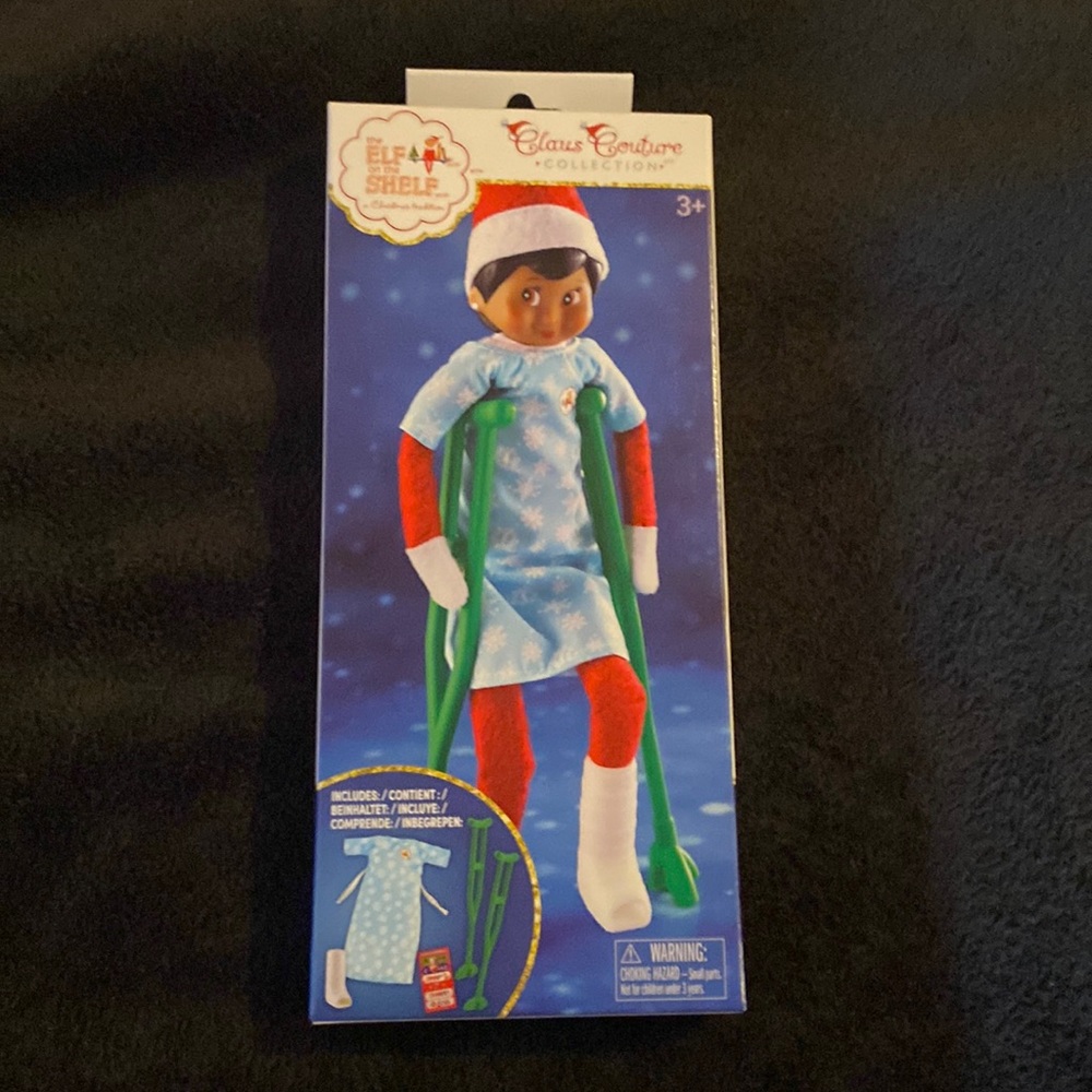 Elf of the shelf “claus courtier” elf care “crutches costume” brand new